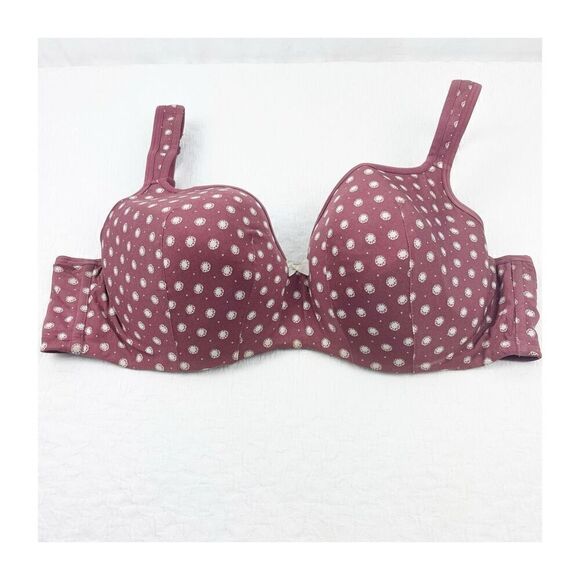 Cacique 44d lightly lined balconette maroon and white floral fruit print - Picture 1 of 11